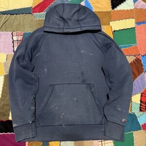 Russell Athletics Extremely Faded and Paint Splattered Navy Hoodie Medium